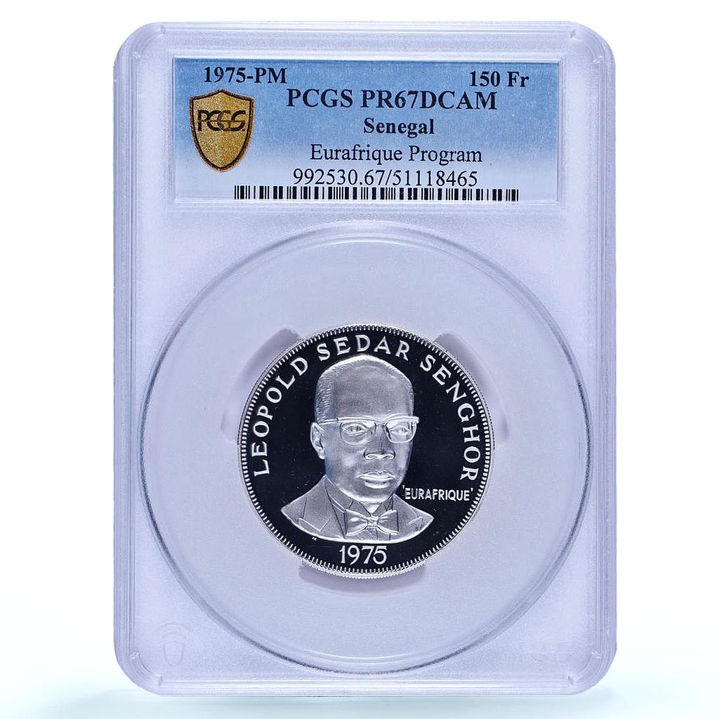 Senegal 150 francs Eurafrique Program Senghor Bird PR67 PCGS silver coin 1975