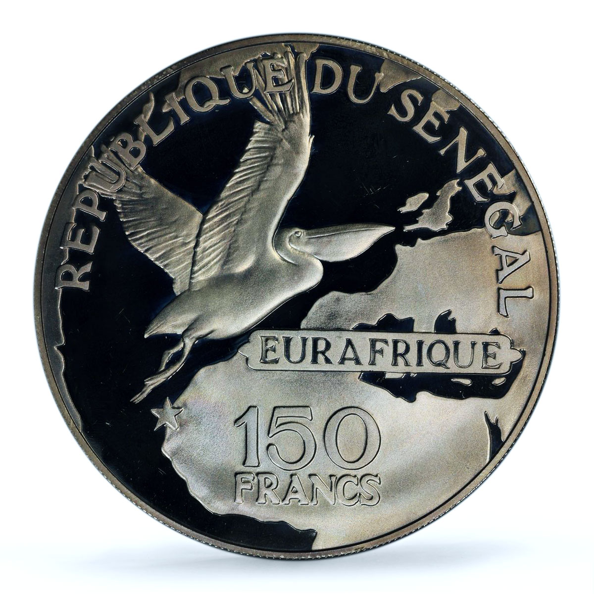 Senegal 150 francs Eurafrique Program Senghor Bird PR67 PCGS silver coin 1975