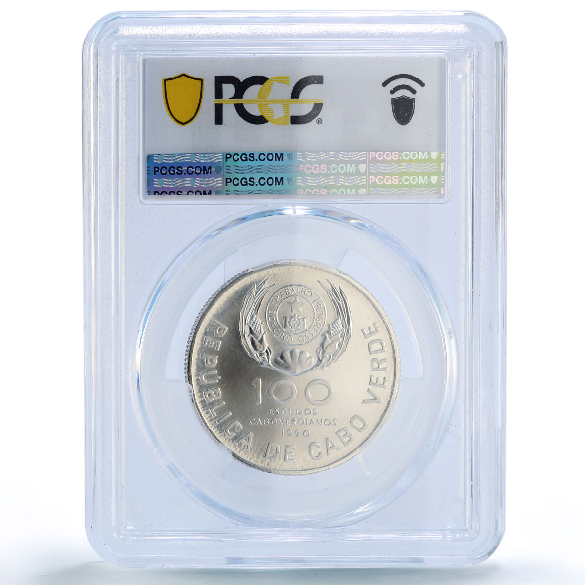 Cape Verde 100 escudos Papal Visit Pope John Paul II MS68 PCGS silver coin 1990