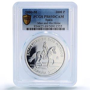 Spain 2000 pesetas Man Horse Hombre Caballo Ibero-American PR69 PCGS coin 2000