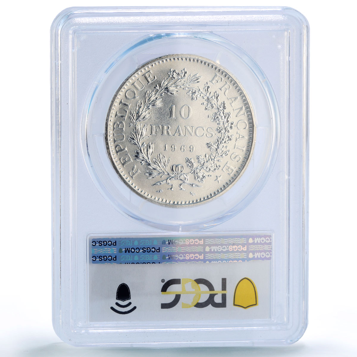 France 10 francs Hercules Liberty Equality Fraternity MS68 PCGS silver coin 1969