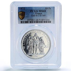 France 10 francs Hercules Liberty Equality Fraternity MS68 PCGS silver coin 1972