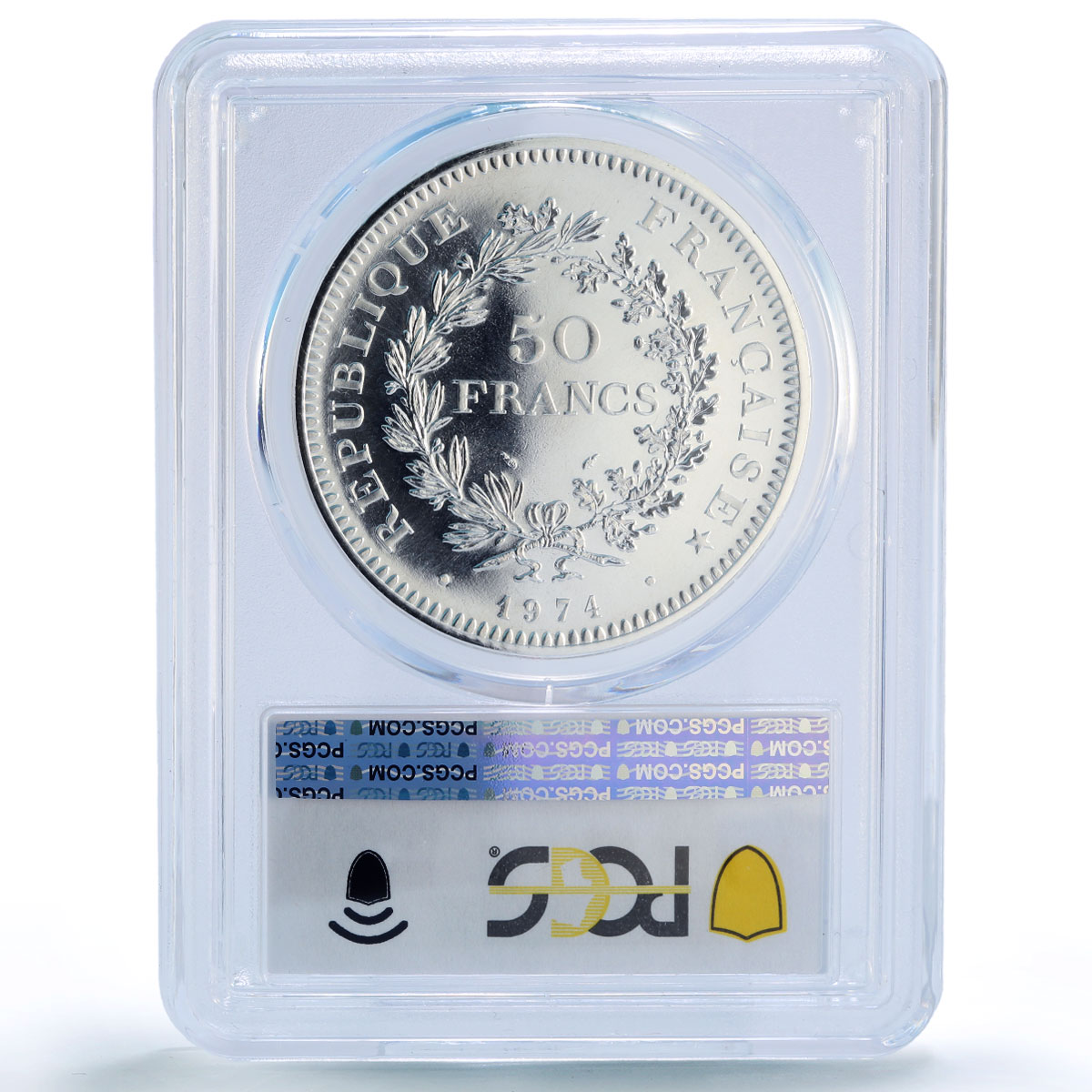 France 50 francs Hercules Liberty Equality Fraternity MS67 PCGS silver coin 1974