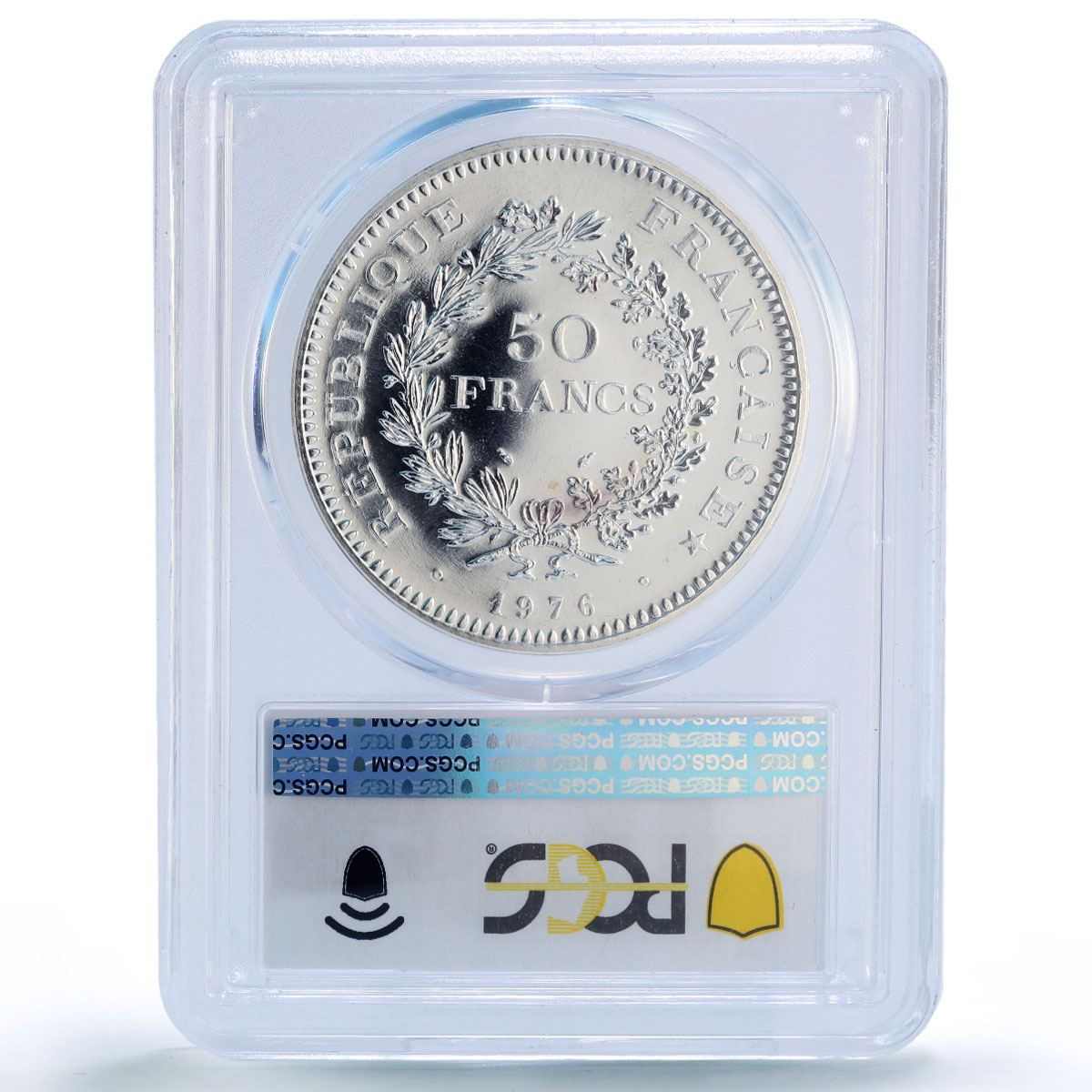 France 50 francs Hercules Liberty Equality Fraternity MS68 PCGS silver coin 1976