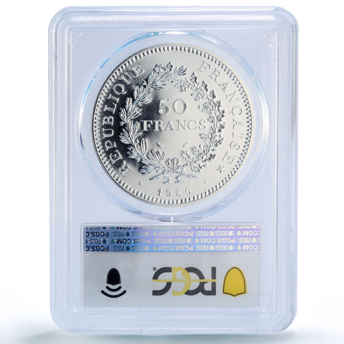 France 50 francs Hercules Liberty Equality Fraternity MS68 PCGS silver coin 1980