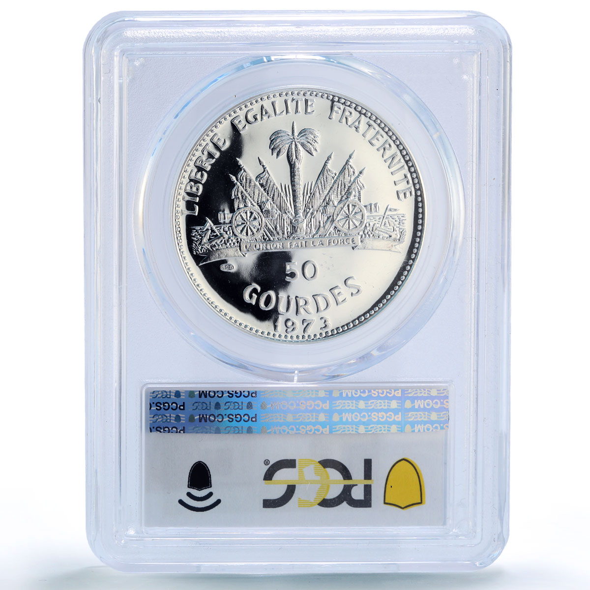 Haiti 50 gourdes Mermaid Woman on Beach Finess Left MS67 PCGS silver coin 1973
