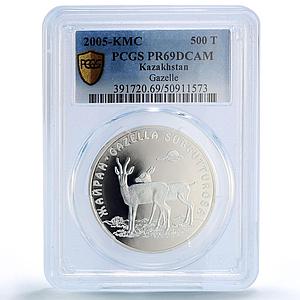 Kazakhstan 500 tenge Gazelle Red Book Wildlife Fauna PR69 PCGS silver coin 2005