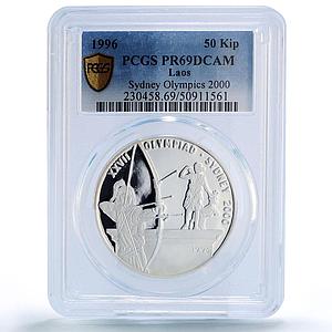 Laos 50 kip Archery Sydney Olympic Games 2000 Sports PR69 PCGS silver coin 1996