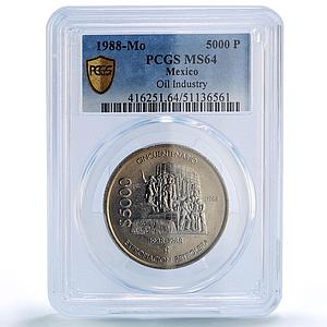 Mexico 5000 pesos Oil Industry Nationalization MS64 PCGS CuNi coin 1988