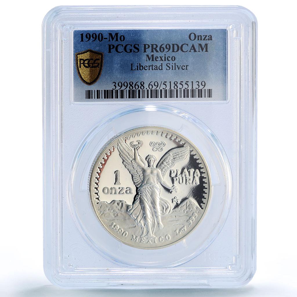 Mexico 1 onza Libertad Independence Privy Mark Olympic PR69 PCGS silver coin 199