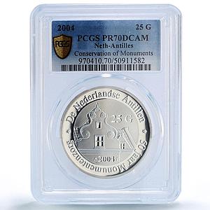 Netherlands Antilles 25 gulden Conservation Monuments PR70 PCGS silver coin 2004