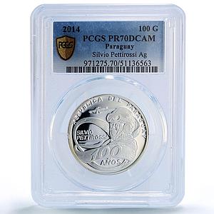 Paraguay 100 guaranies Silvio Pettirossi Planes Aviation PR70 PCGS Ag coin 2014