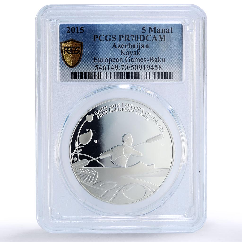 Azerbaijan 5 manat Canoe Kayak Baku European Games PR70 PCGS silver coin 2015