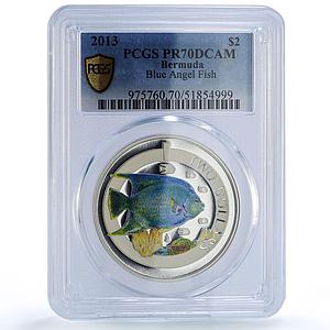 Bermuda 2 dollars Angel Fish Wildlife Fauna Color PR70 PCGS silver coin 2013