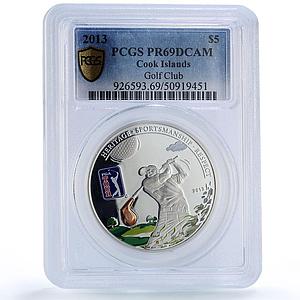 Cook Islands 5 dollars PGA Tour Golf Club Sports PR69 PCGS silver coin 2013
