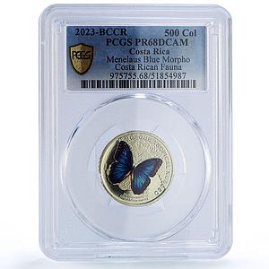 Costa Rica 50 colones Menelaus Blue Morpho Butterfly Fauna PR68 PCGS coin 2023