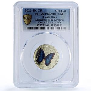 Costa Rica 50 colones Menelaus Blue Morpho Butterfly Fauna PR69 PCGS coin 2023