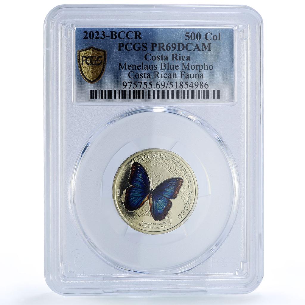 Costa Rica 50 colones Menelaus Blue Morpho Butterfly Fauna PR69 PCGS coin 2023