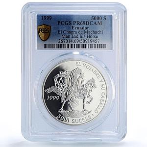 Ecuador 5000 sucres Man Horse Hombre Caballo Ibero-American PR69 PCGS coin 1999