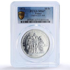 France 10 francs Hercules Liberty Equality Fraternity MS67 PCGS silver coin 1972