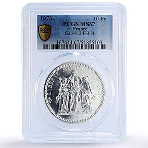 France 10 francs Hercules Liberty Equality Fraternity MS67 PCGS silver coin 1973