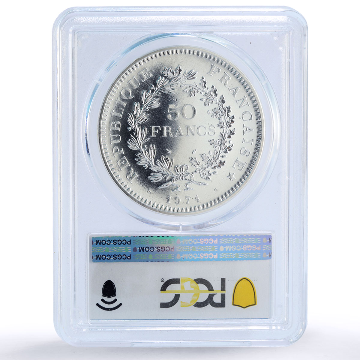 France 50 francs Hercules Liberty Equality Fraternity MS68 PCGS silver coin 1974
