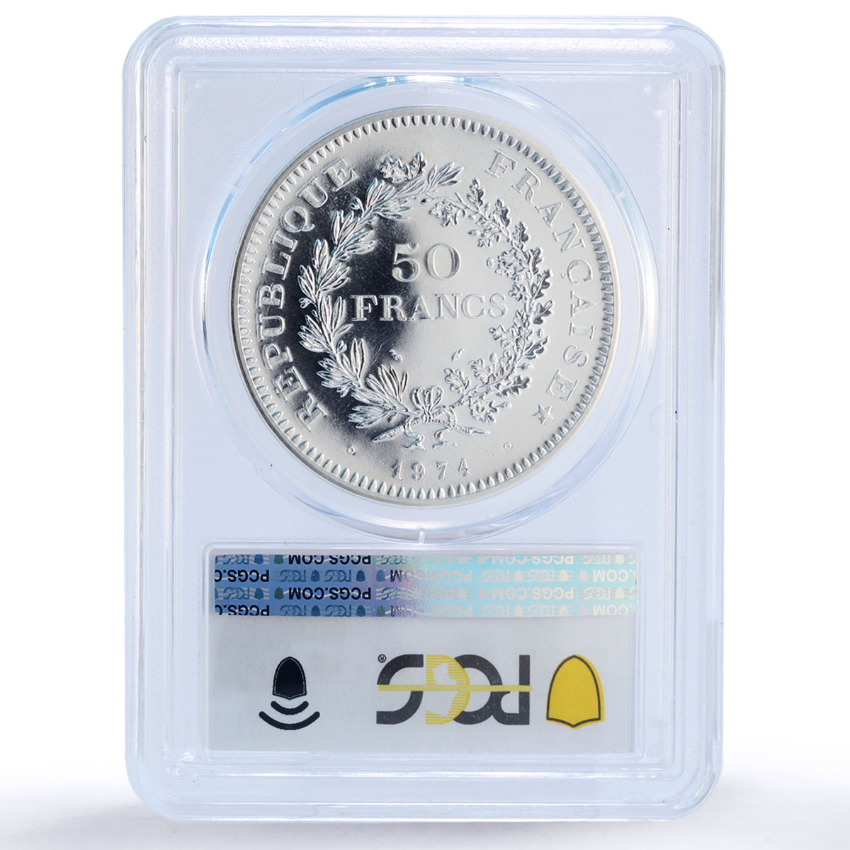 France 50 francs Hercules Liberty Equality Fraternity MS69 PCGS silver coin 1974