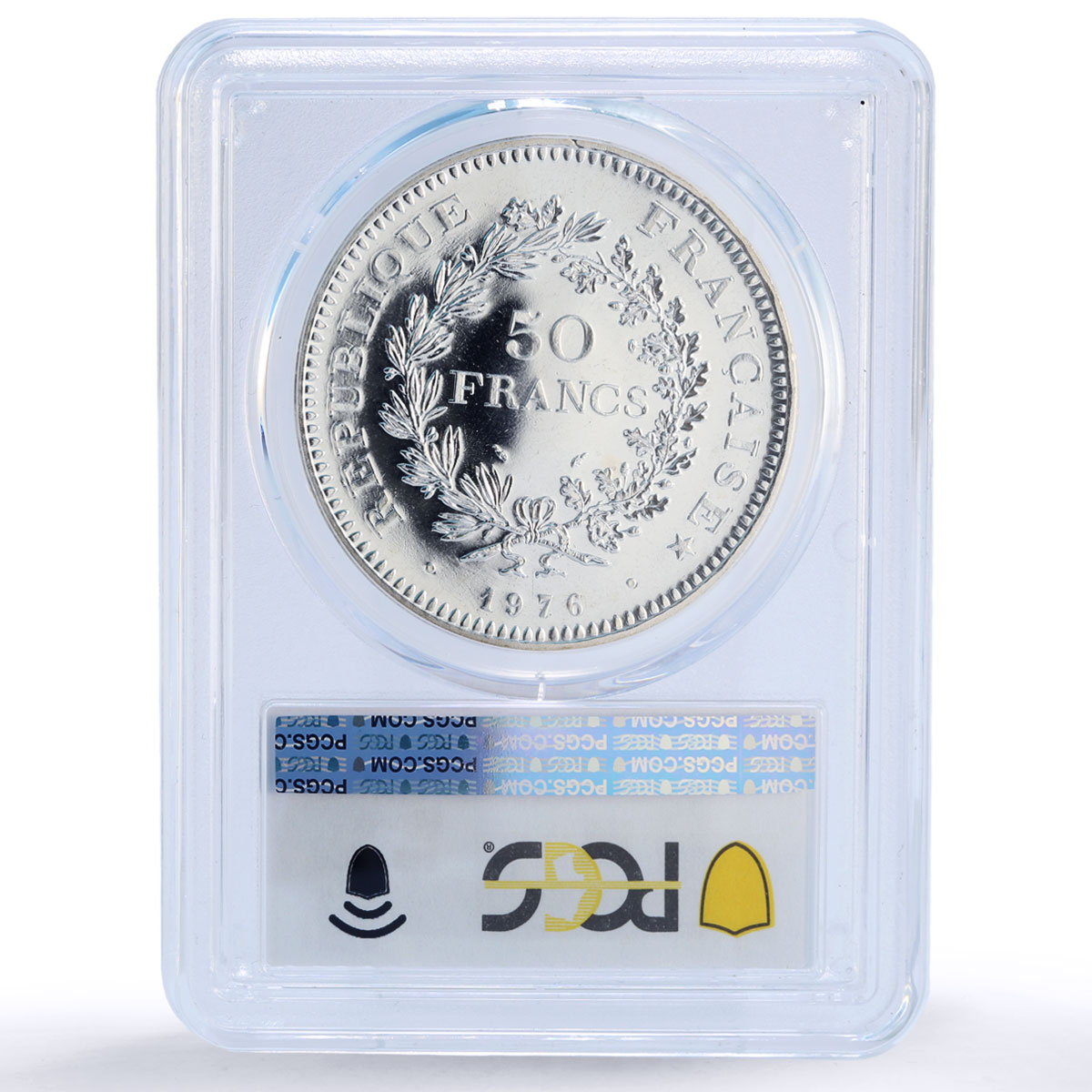 France 50 francs Hercules Liberty Equality Fraternity MS68 PCGS silver coin 1976
