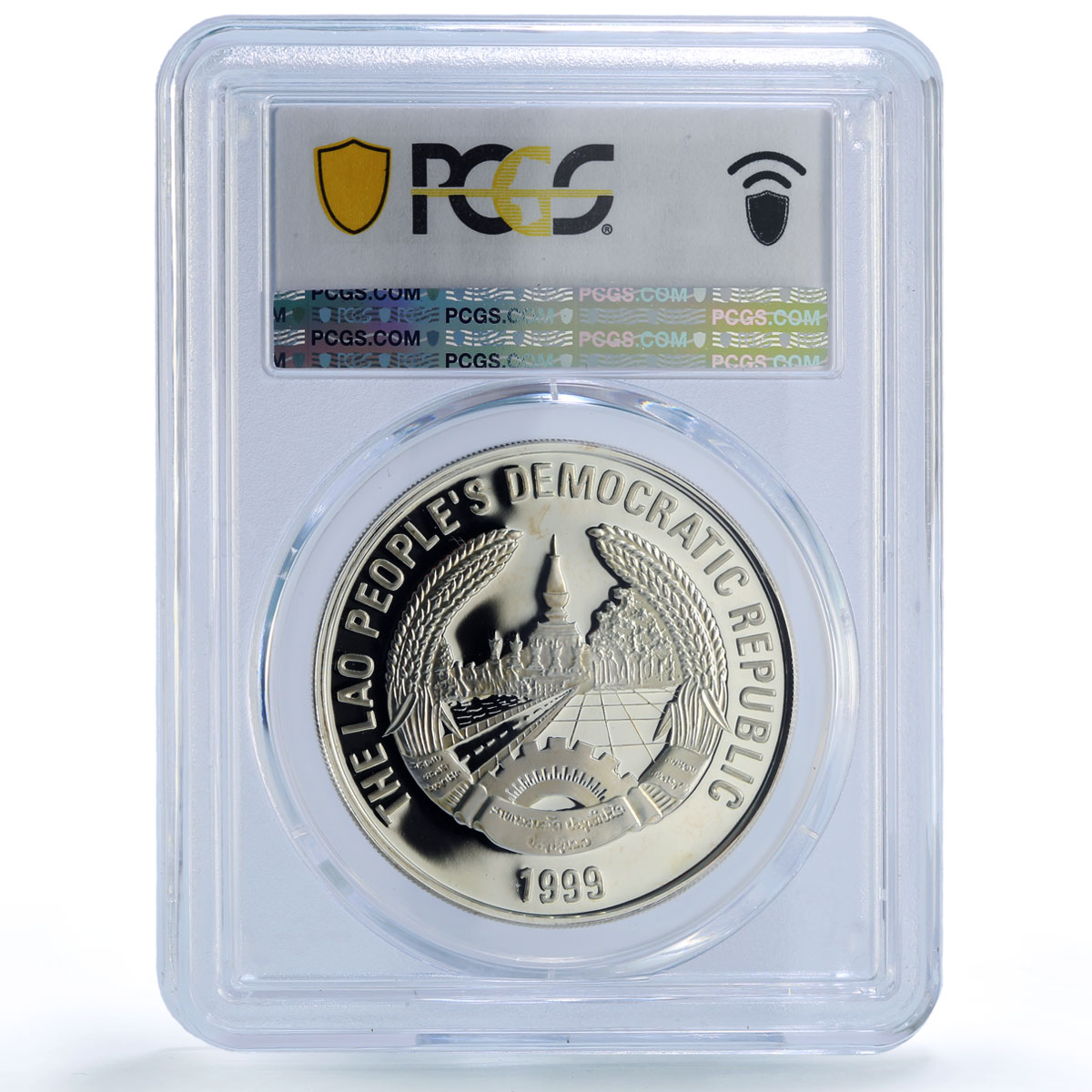 Laos 3000 kip Retrospection Rabbit Year Lunar Calendar PR67 PCGS Ag coin 1999