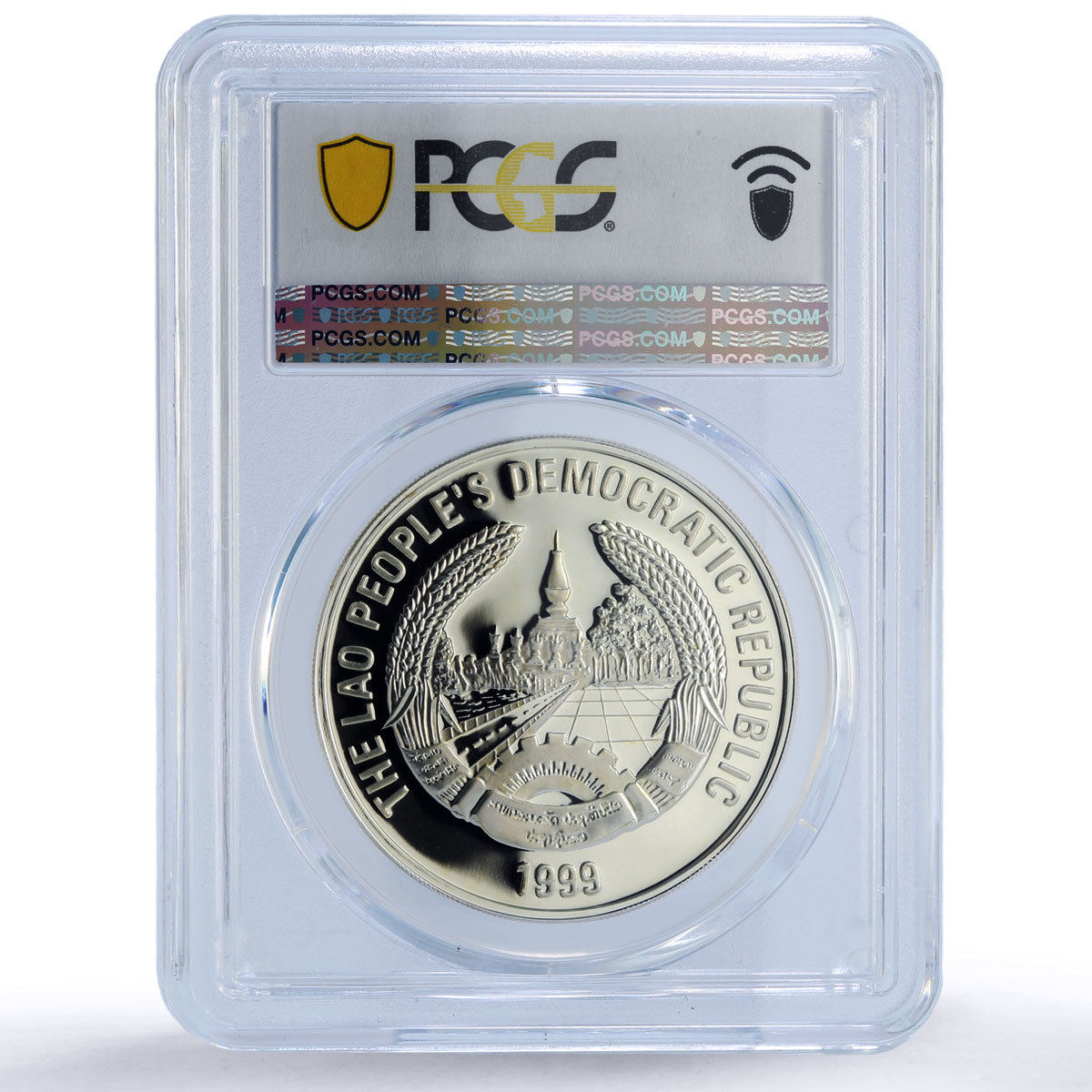 Laos 3000 kip Anticipation Rabbit Year Lunar Calendar PR69 PCGS silver coin 1999