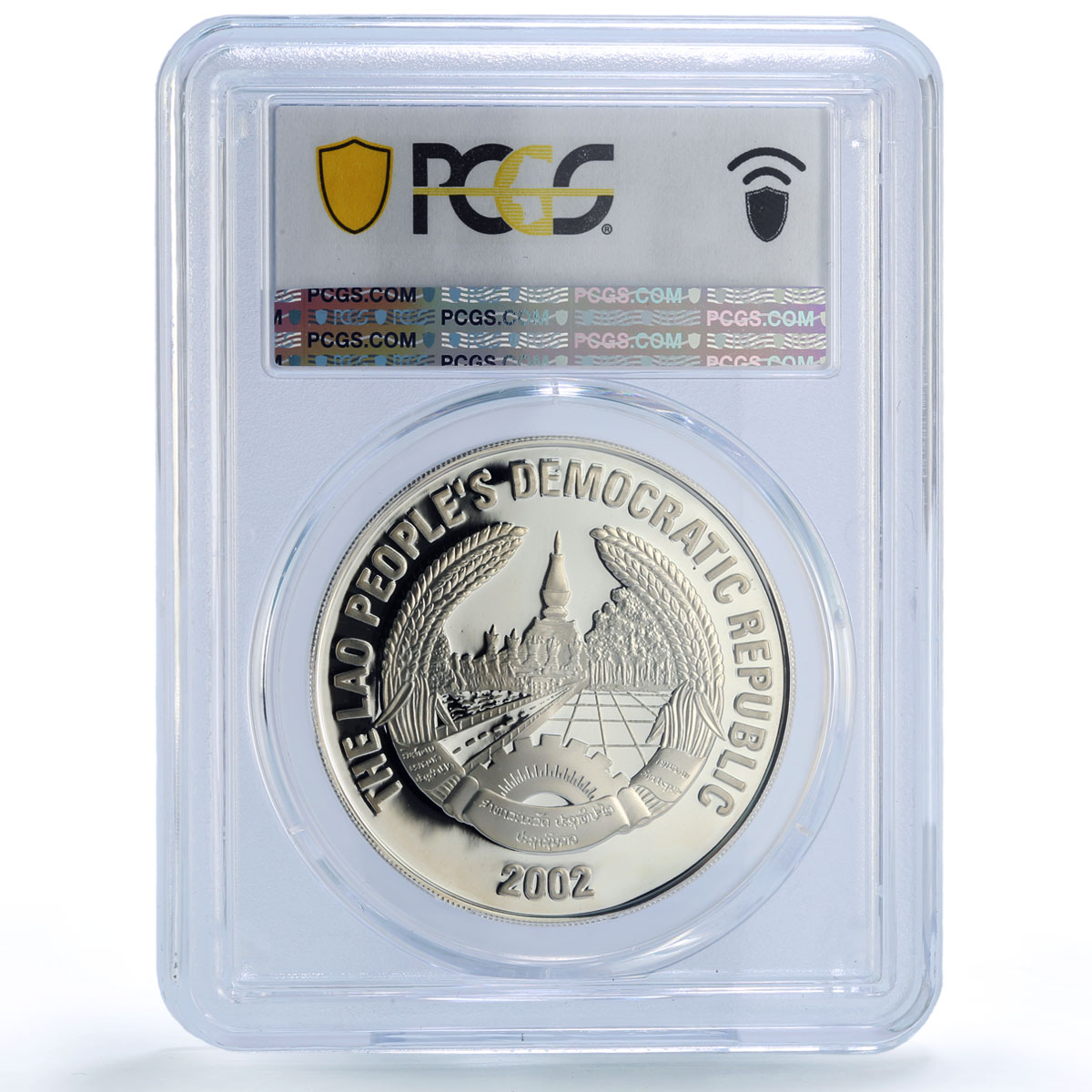 Laos 15000 kip Horse Year Lunar Calendar Hologram PR69 PCGS silver coin 2002