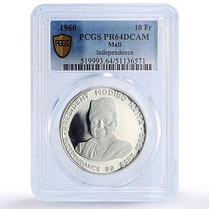 Mali 10 francs Independence Modibo History Politics PR64 PCGS silver coin 1960