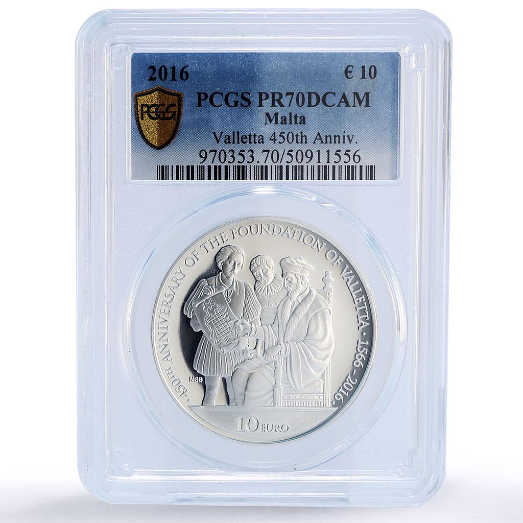 Malta 10 euro Valletta City Foundation History PR70 PCGS silver coin 2016