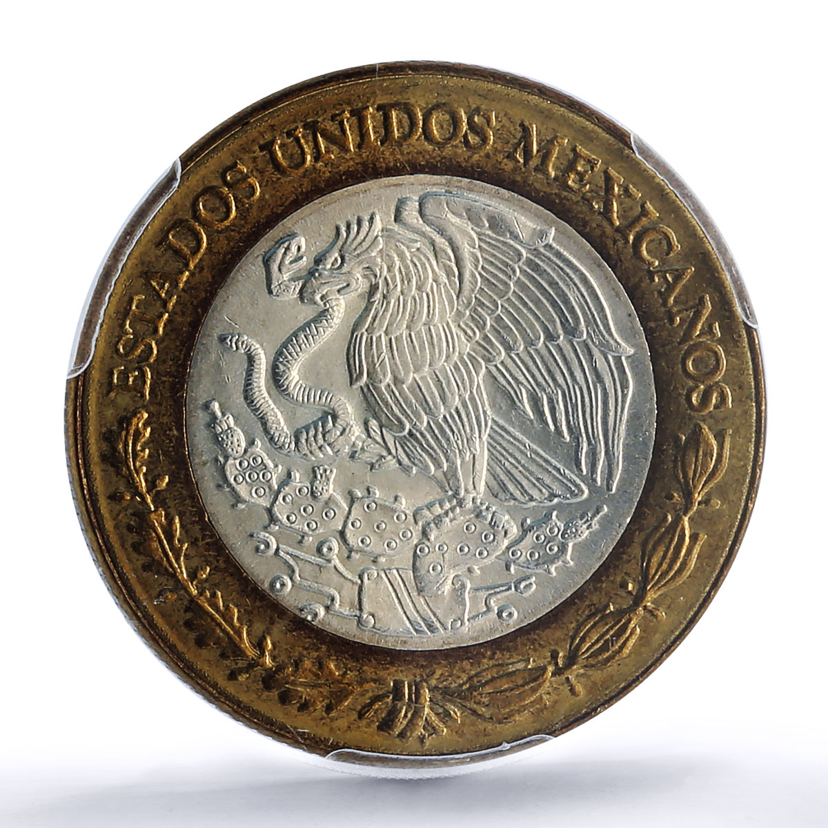Mexico 10 pesos Republic Coinage Aztec Sun Stone MS67 PCGS bimetal coin 1993