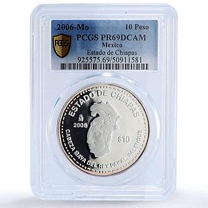 Mexico 10 pesos Estado Chiapas State Federation Maya PR69 PCGS silver coin 2006