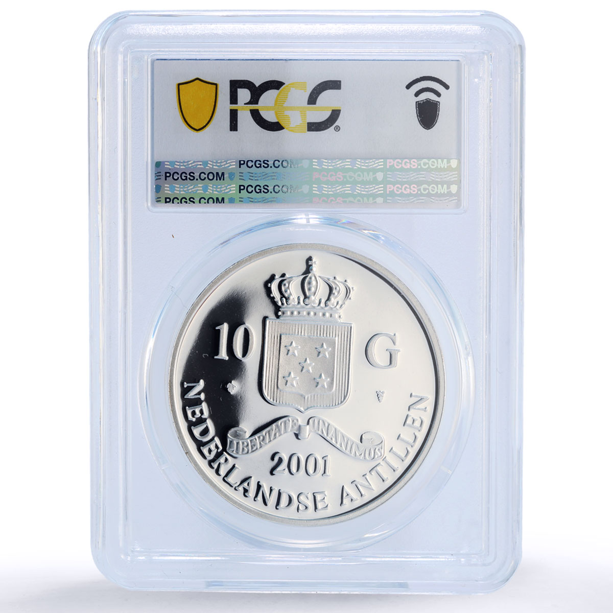 Netherlands Antilles 10 gulden Carolus Karl IV Gilt PR69 PCGS silver coin 2001