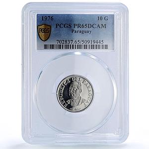 Paraguay 10 guaranies Republic Coinage Cow Head PR65 PCGS NiSteel coin 1976