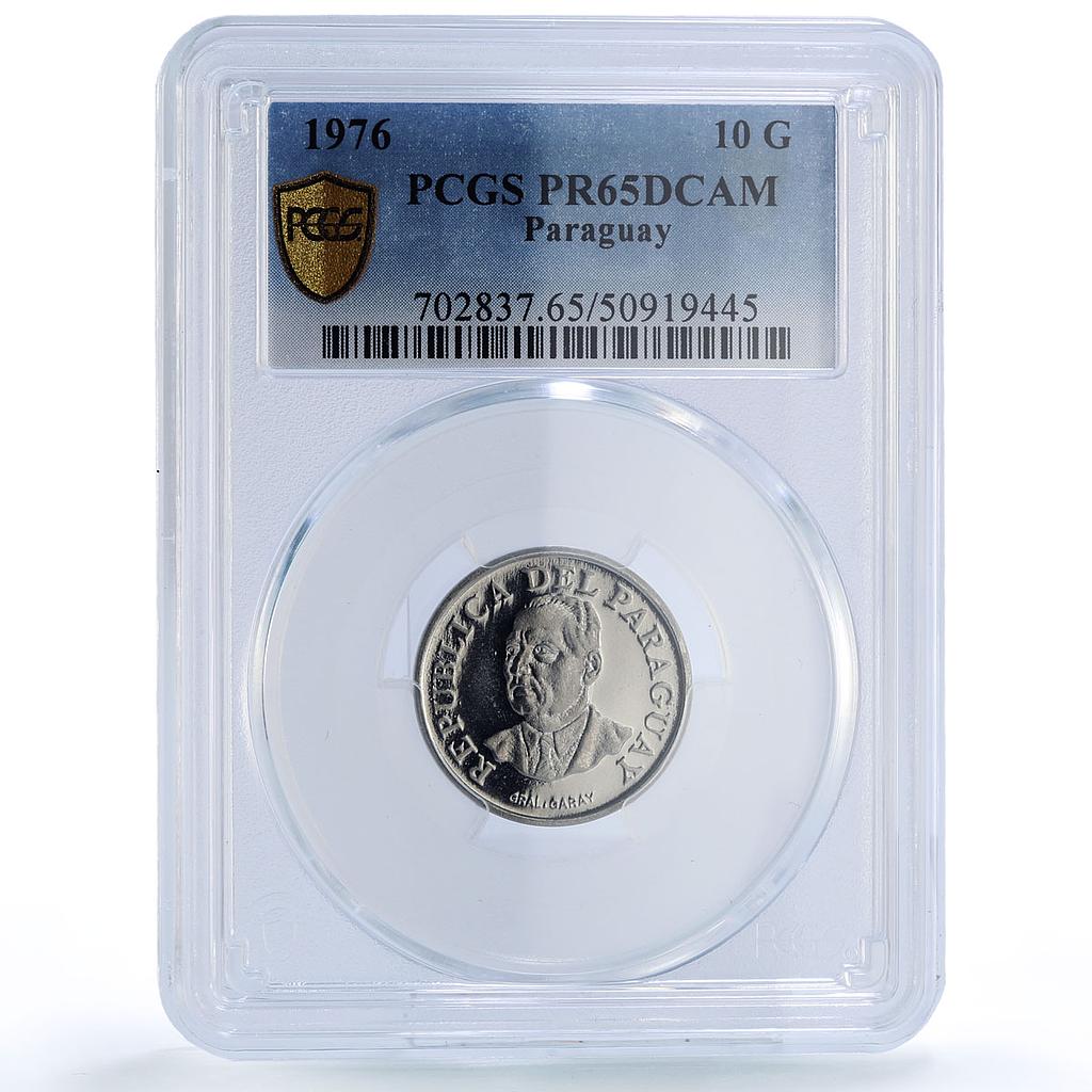 Paraguay 10 guaranies Republic Coinage Cow Head PR65 PCGS NiSteel coin 1976