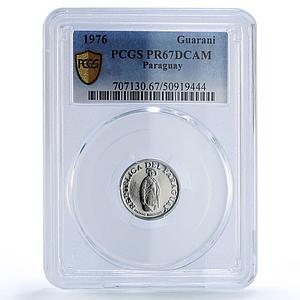Paraguay 1 guarani Republic Coinage Soldier KM-151 PR67 PCGS NiSteel coin 1976