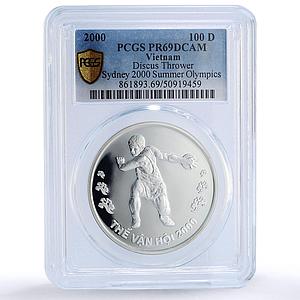 Vietnam 100 dong Discus Thrower Sydney Olympic Games PR69 PCGS silver coin 2000