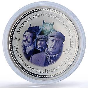 Cook Islands 2 dollars Hound Baskervilles Sherlock Movies silver coin 2007