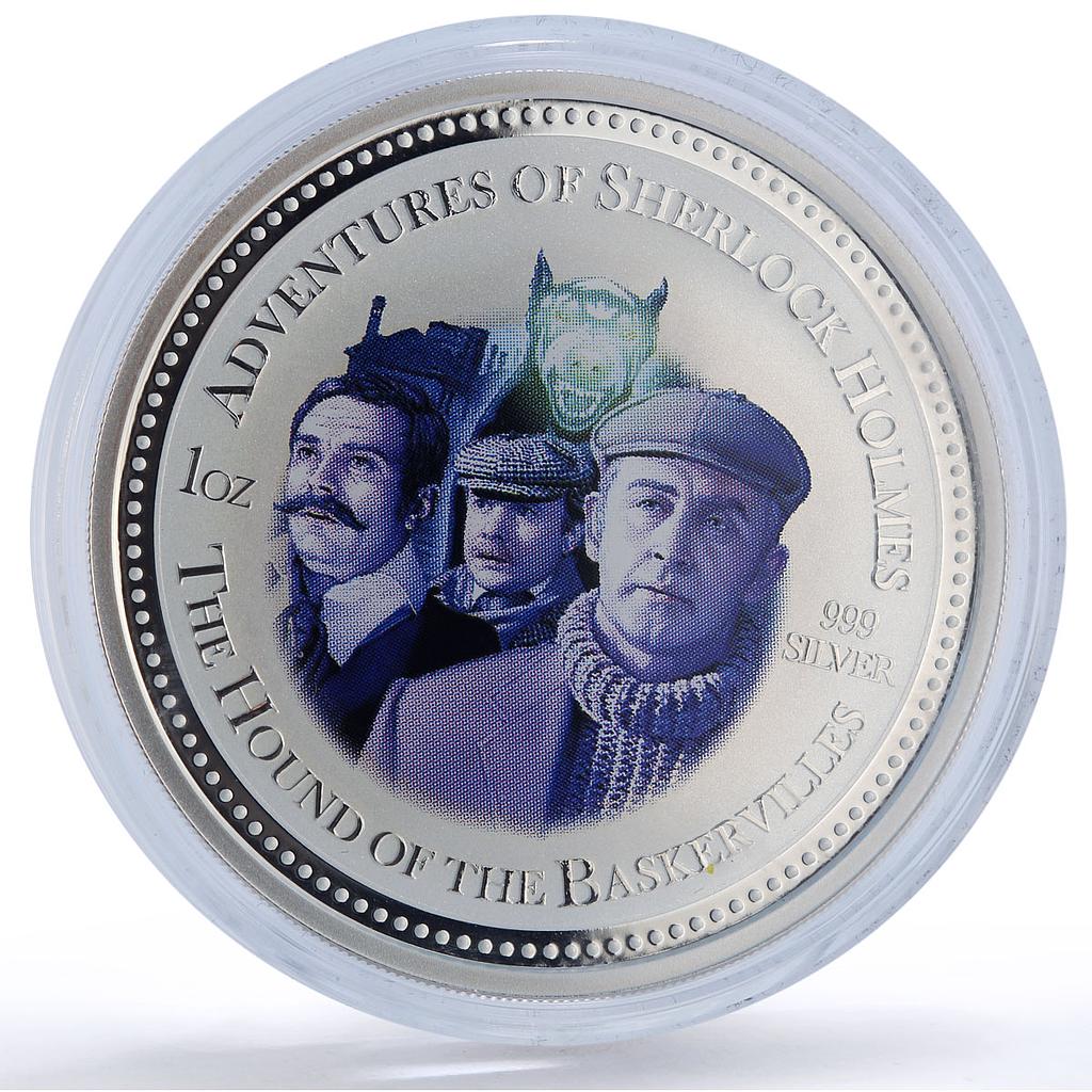 Cook Islands 2 dollars Hound Baskervilles Sherlock Movies silver coin 2007
