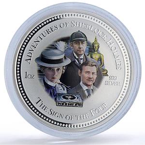 Cook Islands 2 dollars Sign Four Sherlock Holmes Movies Cinema silver coin 2007