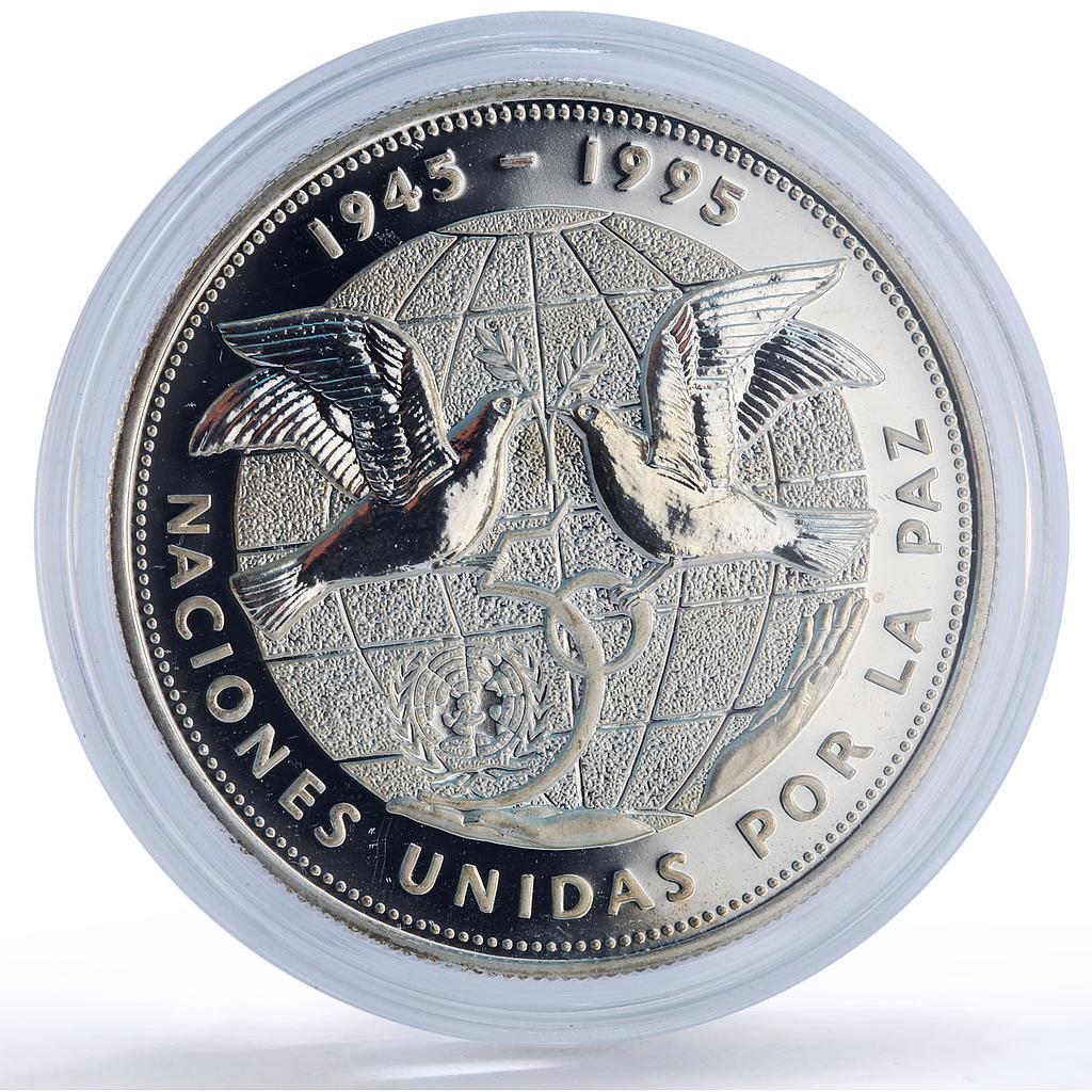 Dominican Republic 1 peso United Nations UN Doves Birds proof silver coin 1995