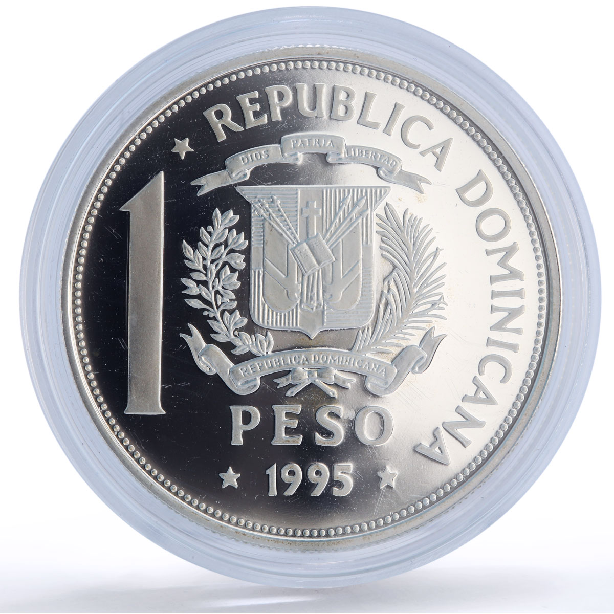 Dominican Republic 1 peso United Nations UN Doves Birds proof silver coin 1995