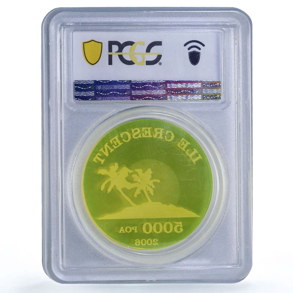 France French Polynesia 5000 poa Crescent Island X#3 MS67 PCGS acrylic coin 2006