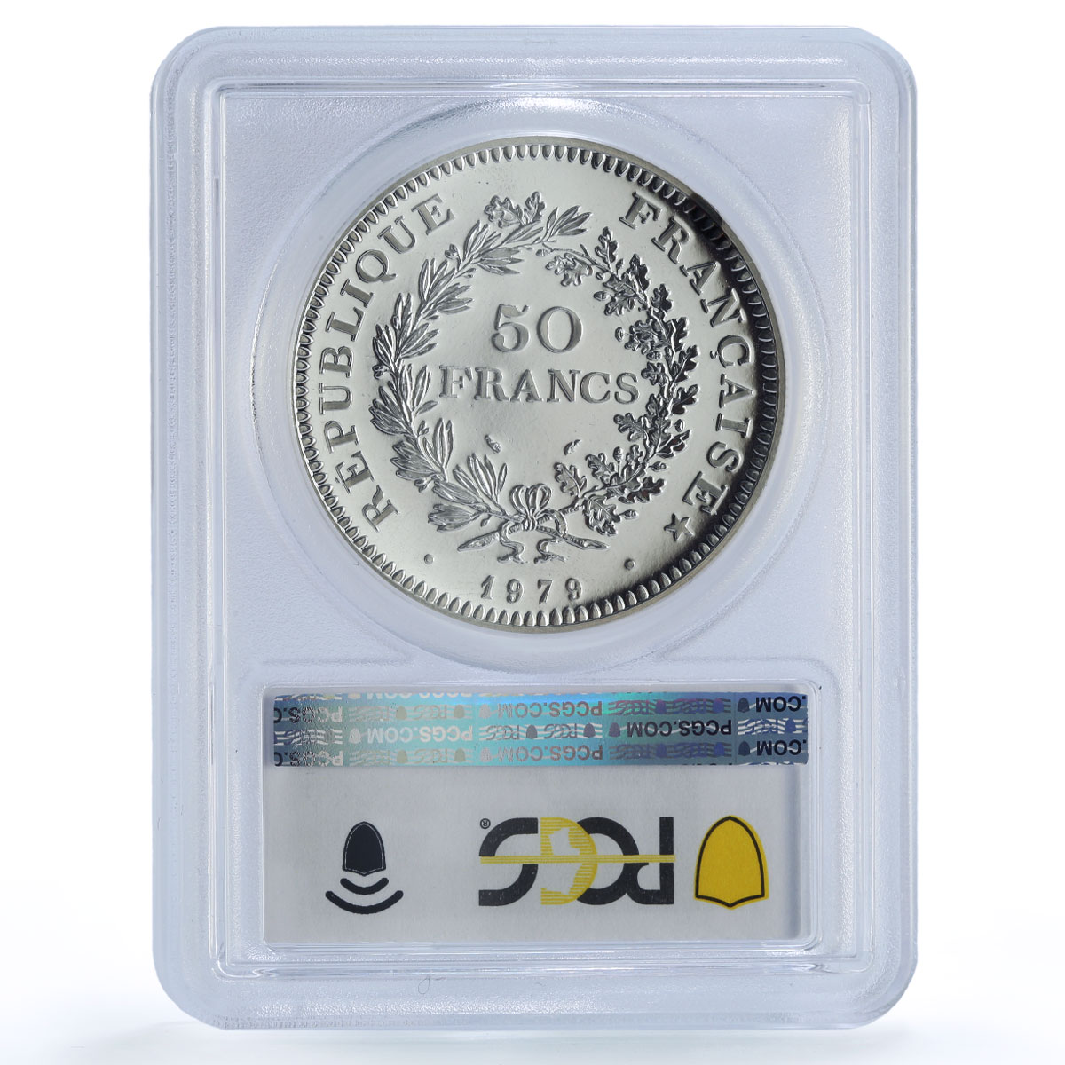 France 50 francs Hercules Piefort Liberty Equality SP68 PCGS silver coin 1979