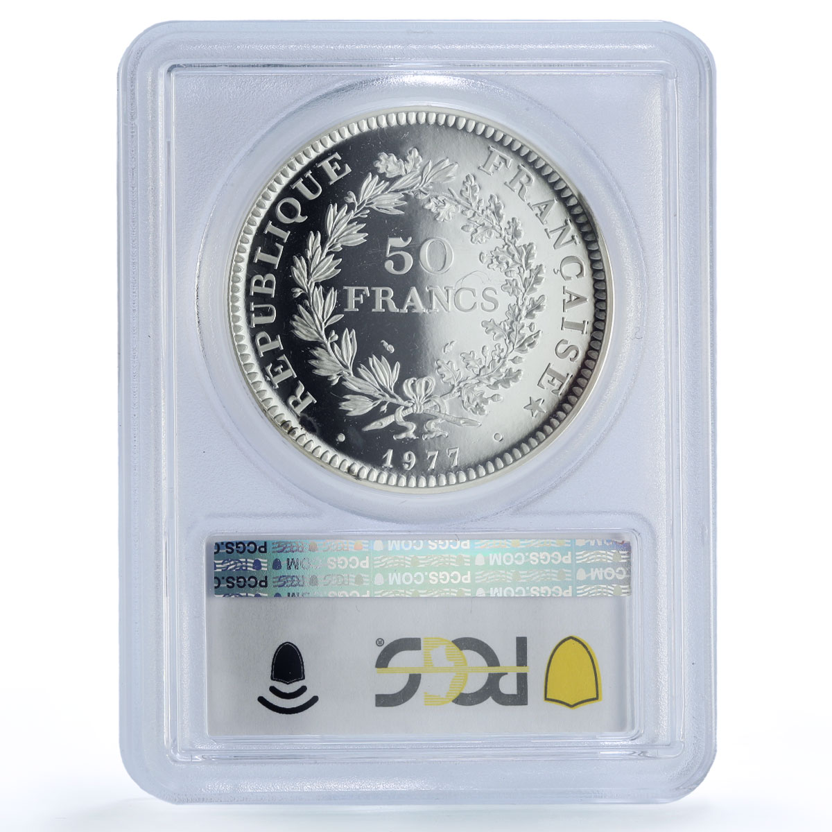 France 50 francs Hercules Piefort Liberty Equality SP67 PCGS silver coin 1977