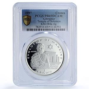 Gibraltar 1 crown Moses Temple Solomon Israel Mankind PR69 PCGS silver coin 1997