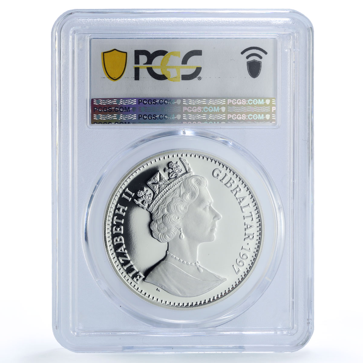 Gibraltar 1 crown Caesar Invasion Britain Mankind PR69 PCGS silver coin 1997